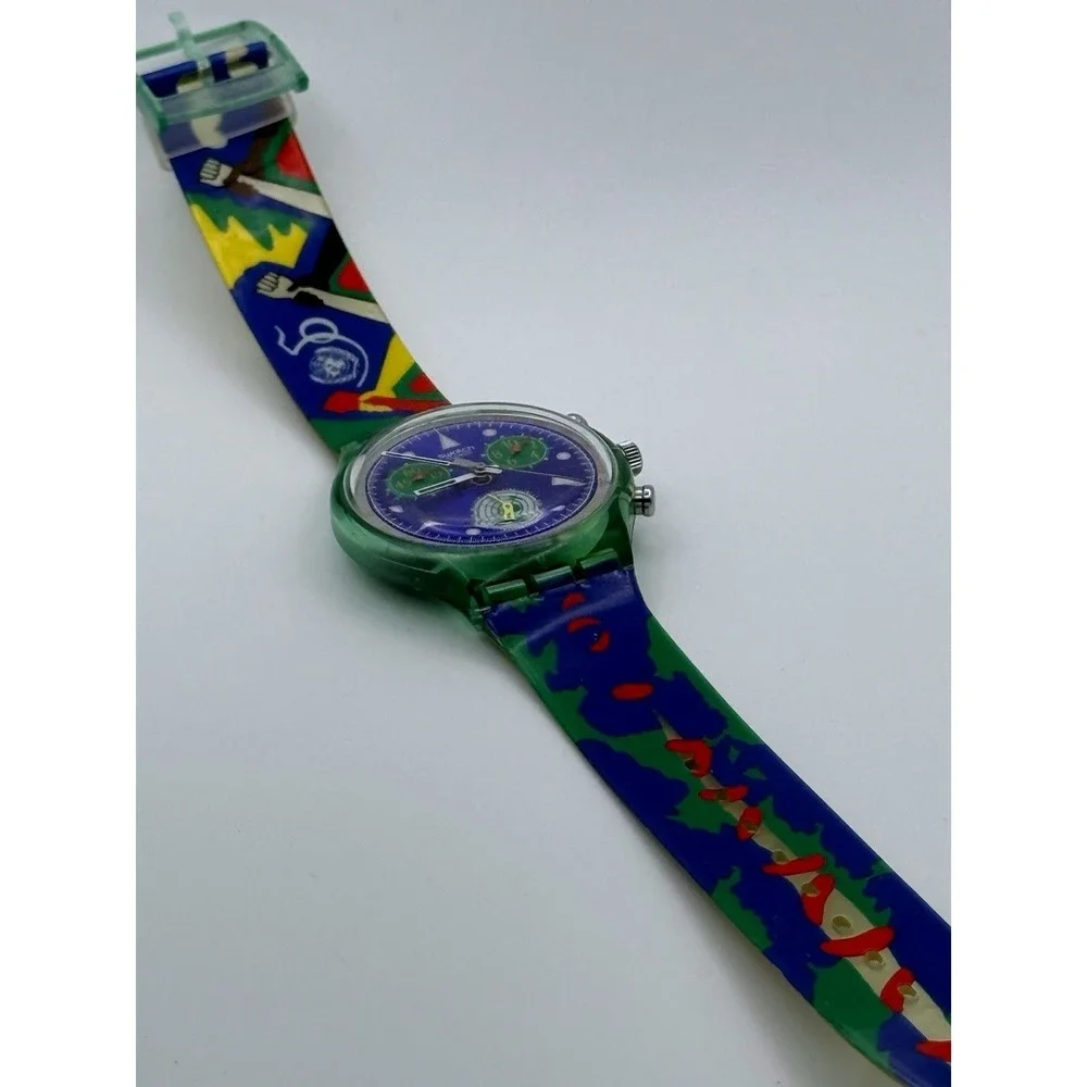 SWATCH WATCH UN UNITED NATIONS CHRONOGRAPH  50 ANNIVERSARY WRISTWATCH SWISS 1990